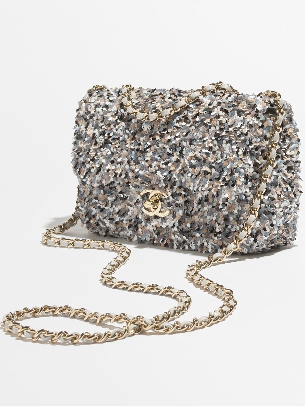Chanel 26P Sequin Chain Shoulder Bag - Gold Hardware, Multicolor